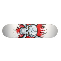 Fiery Skull and Crossbones Skateboard