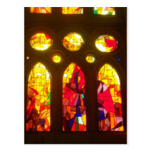 Fiery Stained Glass Windows Post Card