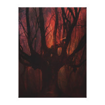 Fiery Tree Stretched Canvas Print