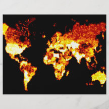 Fiery World Map Illustration Flyers