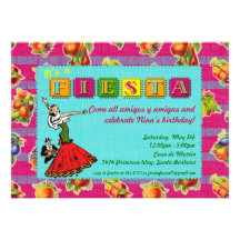 Fiesta Party Invitation - Mexican Dancer Magenta