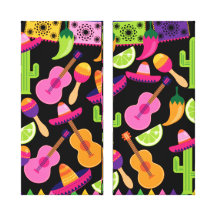 Fiesta Party Sombrero Cactus Limes Peppers Maracas Gallery Wrap Canvas