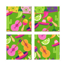 Fiesta Party Sombrero Cactus Limes Peppers Maracas Gallery Wrap Canvas