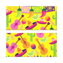 Fiesta Party Sombrero Limes Guitar Maraca Saguaro Stretched Canvas Prints