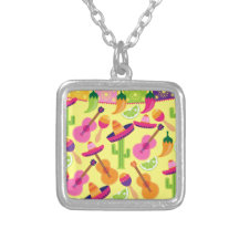 Fiesta Party Sombrero Limes Guitar Maraca Saguaro Necklace