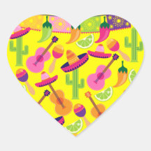 Fiesta Party Sombrero Limes Guitar Maraca Saguaro Sticker