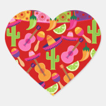 Fiesta Party Sombrero Limes Guitar Maraca Saguaro Sticker