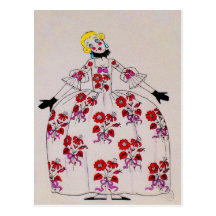 Fifi ~ Postcard Flowers French Girl Vintage I