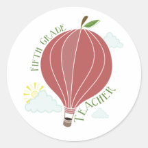 Fifth Grade Teacher Hot Air Balloon Apple Sticker