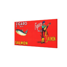 Figaro Brand Salmon Label Stretched Canvas Print