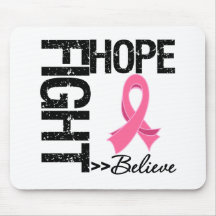 Fight Believe Hope v2 Breast Cancer Mousepads