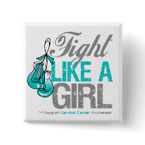 Fight Like a Girl Boxing - Cervical Cancer Pinback Button