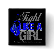 Fight Like a Girl Boxing - Colon Cancer Pinback Button