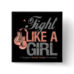 Fight Like a Girl Boxing - Uterine Cancer Pinback Button