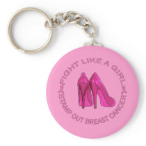 Fight Like a Girl Breast Cancer Design Keychains
