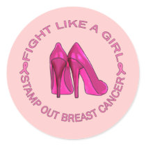 Fight Like a Girl Breast Cancer Design Round Stickers