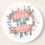 Fight Like a Girl Cool Button - Uterine Cancer Drink Coasters