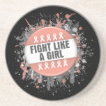 Fight Like a Girl Cool Button - Uterine Cancer Beverage Coasters
