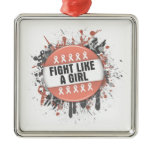 Fight Like a Girl Cool Button - Uterine Cancer Christmas Ornaments