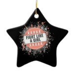 Fight Like a Girl Cool Button - Uterine Cancer Christmas Ornaments
