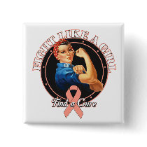 Fight Like a Girl Rosie Riveter - Uterine Cancer Pins