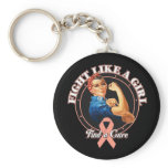 Fight Like a Girl Rosie Riveter - Uterine Cancer Key Chains