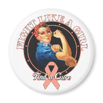 Fight Like a Girl Rosie Riveter - Uterine Cancer Refrigerator Magnet