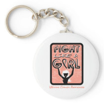 Fight Like A Girl Slogan Sign Uterine Cancer Keychain