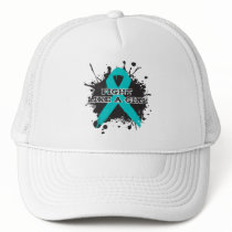 Fight Like A Girl Splatter - Ovarian Cancer Trucker Hat