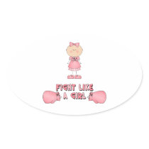 Fight Like A Girl Oval Stickers