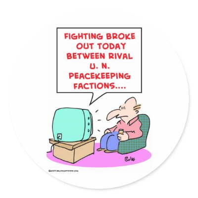 fighting rival UN peacekeeping forces Sticker by rexfmay