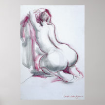 Figure in Pink and Grey Print