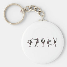 Figure Skaters, Pink, Grey Pattern Keychain