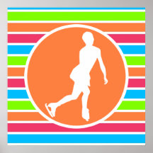 Figure Skating; Retro Neon Rainbow Print