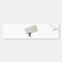 Figurine holding a piece of blank business card bumper stickers
