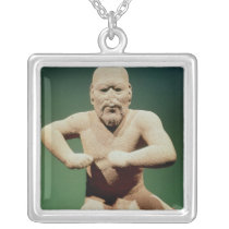 Figurine of a wrestler necklaces