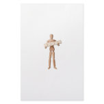 Figurine with five empty text blocks stationery paper