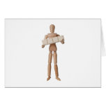 Figurine with four empty text blocks greeting card