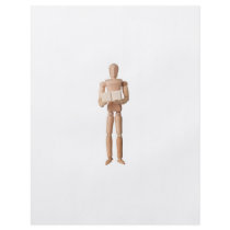 Figurine with two empty text blocks flyer