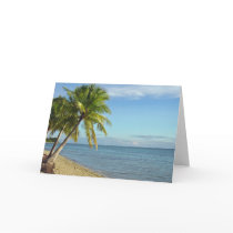 Fijian Beach and Palm Trees Card