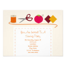 Fil de couture de partie, ciseaux, coussin de Pin, Cartons D'invitation