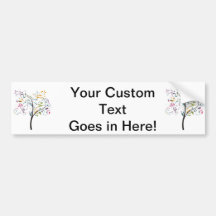 Filigaree swirly colourful tree bumper sticker
