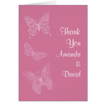 Filigree Butterfly Thank You Card (pink)