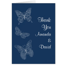 Filigree Butterfly Thank You Card (teal)