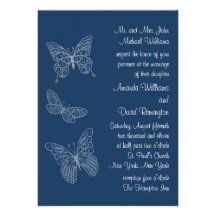 Filigree Butterfly Wedding Invitation in Teal
