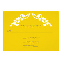 Filigree Wedding Response {mustard} Personalized Announcements