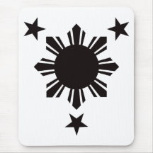 Filipino Basic Sun and Stars - Black Mouse Pads