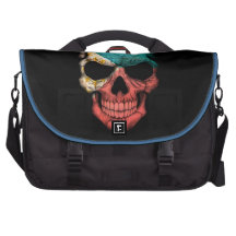 Filipino Flag Skull on Black Laptop Commuter Bag