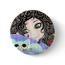 fille au chat 1 badges avec agrafe