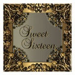 Fille d'ado d'or d'or de noir d'anniversaire de sw cartons d'invitation